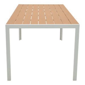 Τραπεζαρία Mabu-Nares σετ 7τεμ  λευκό αλουμίνιο και plywood σε φυσικό χρώμα 180x90x72.5εκ - Pakobazaar