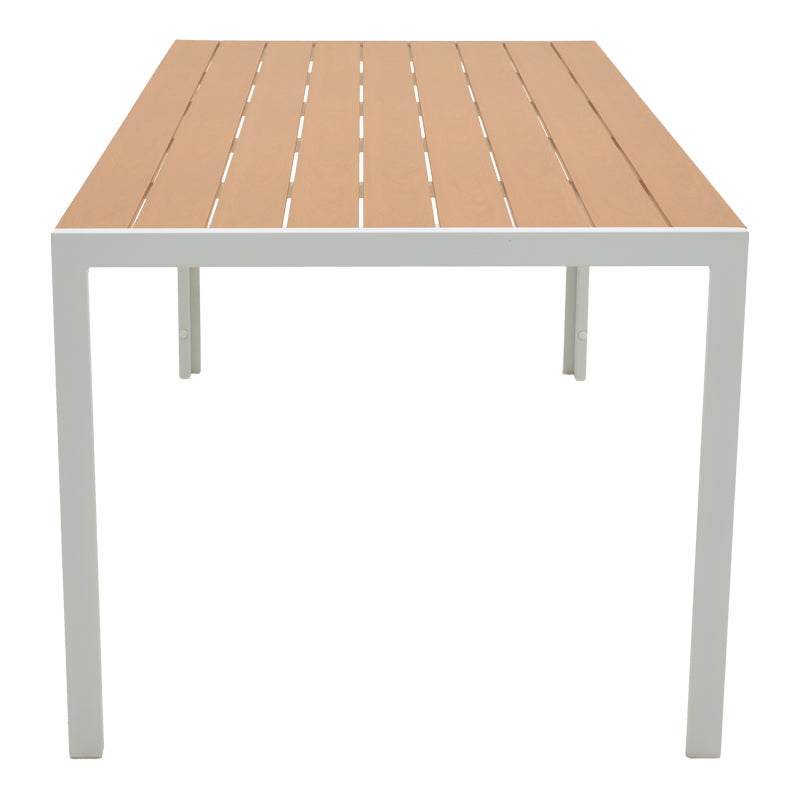 Τραπεζαρία Mabu-Nares σετ 7τεμ  λευκό αλουμίνιο και plywood σε φυσικό χρώμα 180x90x72.5εκ - Pakobazaar