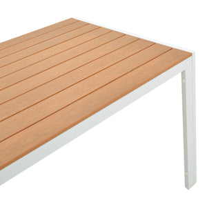 Τραπεζαρία Mabu-Nares σετ 7τεμ  λευκό αλουμίνιο και plywood σε φυσικό χρώμα 180x90x72.5εκ - Pakobazaar