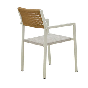 Τραπεζαρία Savor-Kliton σετ 5τεμ  λευκό αλουμίνιο και rattan σε φυσικό χρώμα 80x80x74εκ - Pakobazaar