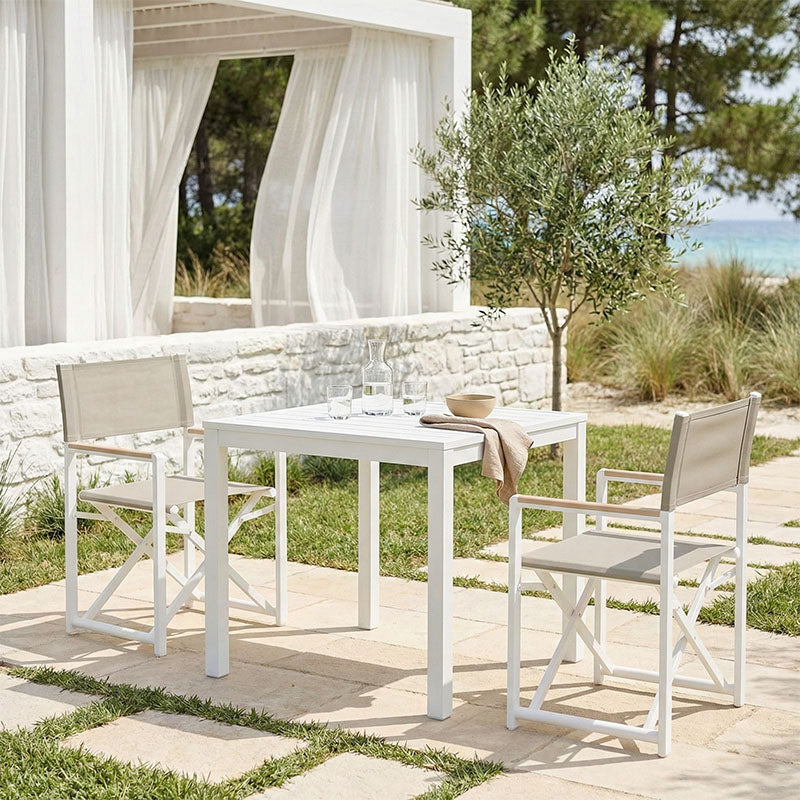 Τραπεζαρία Kliton - Mabu σετ 3τεμ  αλουμίνιο σε λευκή απόχρωση 80x80x74εκ - Pakobazaar