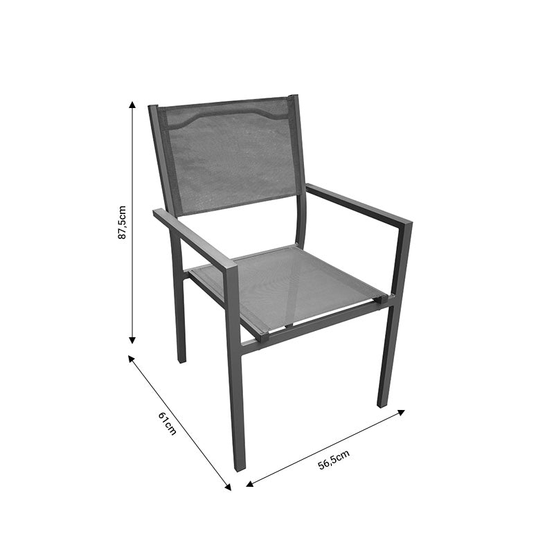 Τραπεζαρία Moly-Kliton B σετ 7τεμ  αλουμινίου και ανθρακί textilene 150x80x74εκ - Pakobazaar