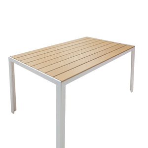 Τραπεζαρία Nares-Norture A σετ 5τεμ  λευκό αλουμίνιο και plywood σε φυσική απόχρωση 140x80x72.5εκ - Pakobazaar