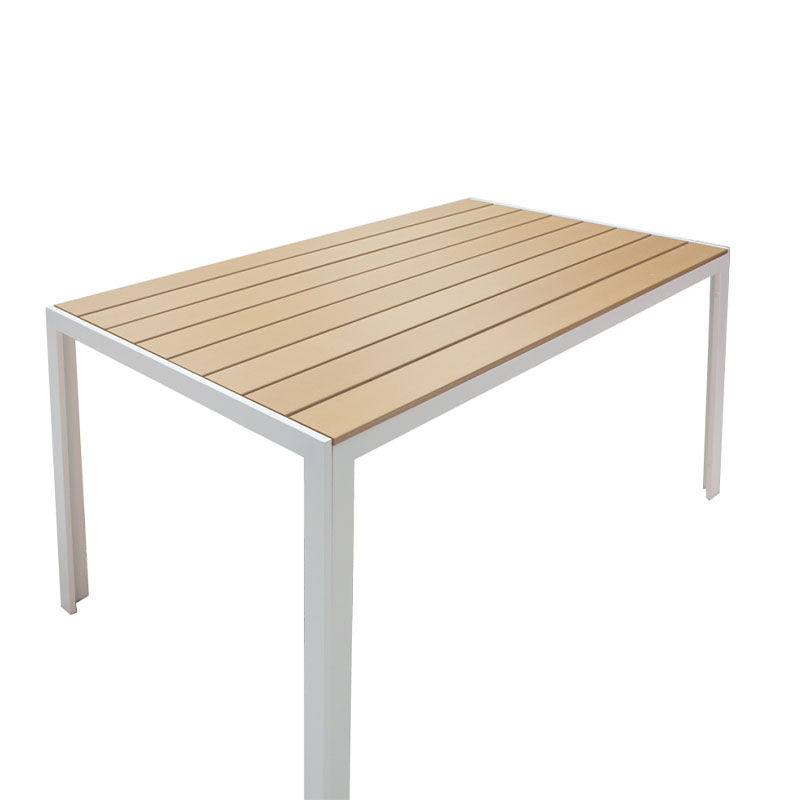 Τραπεζαρία Nares-Norture A σετ 5τεμ  λευκό αλουμίνιο και plywood σε φυσική απόχρωση 140x80x72.5εκ - Pakobazaar