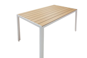 Τραπεζαρία Nares-Lush A σετ 5τεμ  λευκό αλουμίνιο και plywood σε φυσική απόχρωση 140x80x72.5εκ - Pakobazaar