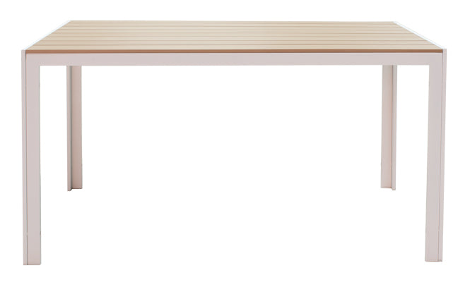 Τραπεζαρία Nares-Pino A σετ 5τεμ  λευκό αλουμίνιο και plywood σε φυσική απόχρωση 140x80x72.5εκ - Pakobazaar