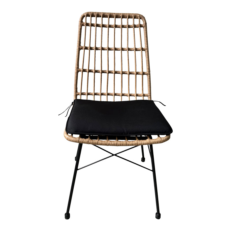 Τραπεζαρία Naoki U σετ 5τεμ  rattan pe σε φυσική απόχρωση και μαύρο μέταλλο 160x90x78εκ - Pakobazaar