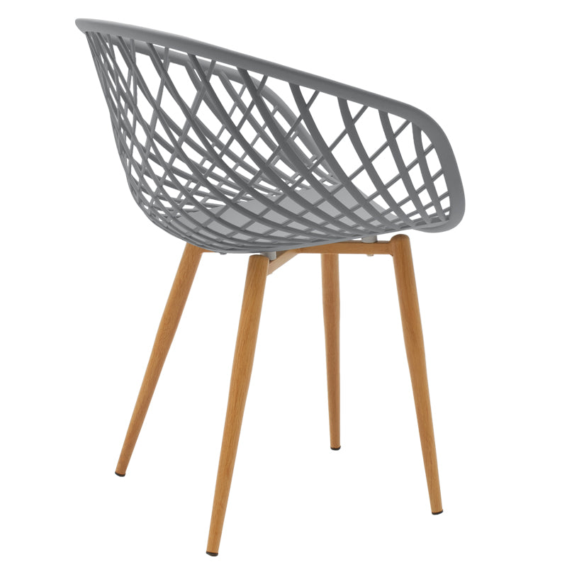 Τραπεζαρία Ezra-Julita  σετ 3τεμ pp-mdf σε λευκό/γκρι με φυσική απόχρωση πόδια Φ80x73εκ - Pakobazaar
