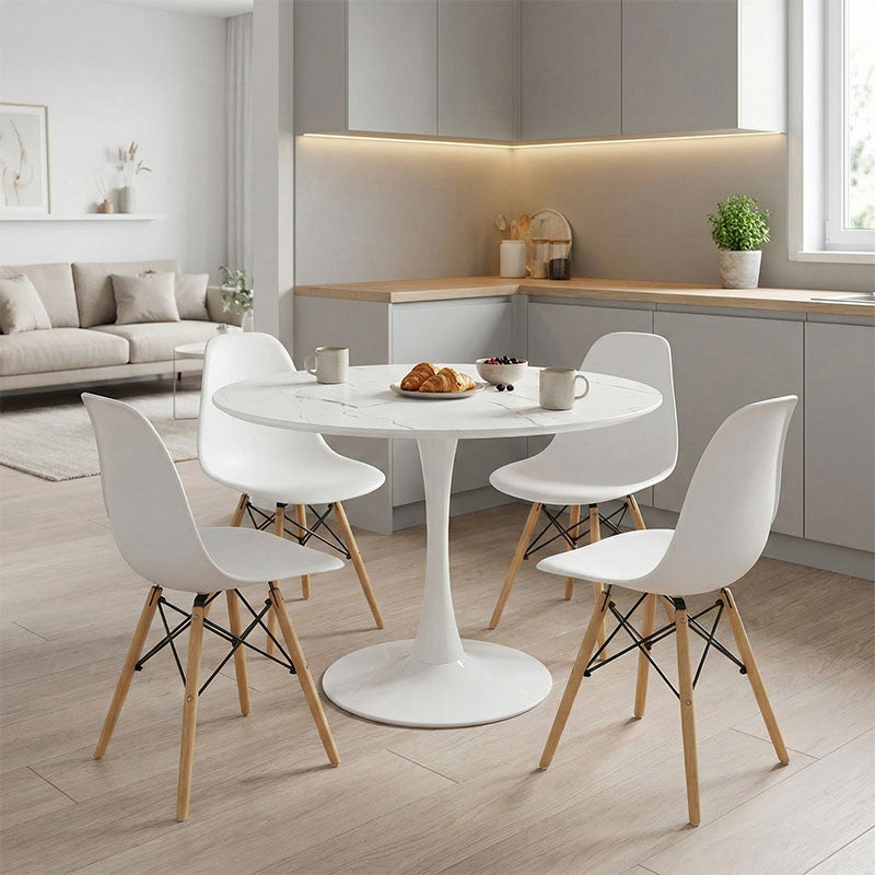 Τραπεζαρία Julita-Balou  σετ 5τεμ pp-mdf λευκo Φ100x73εκ - Pakobazaar