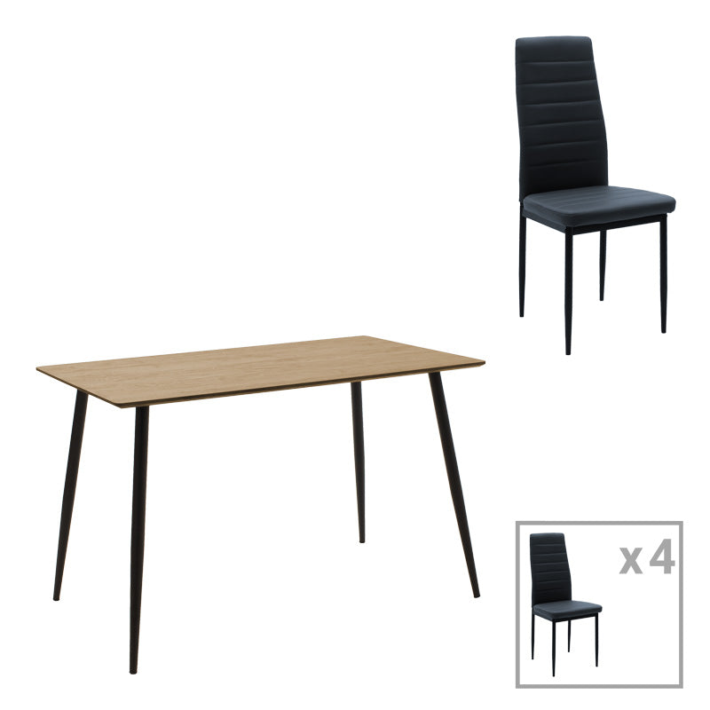 Τραπεζαρία Cuba-Parker  σετ 5τεμ mdf σε sonoma-μαύρη απόχρωση 120x70x76cm - Image 1