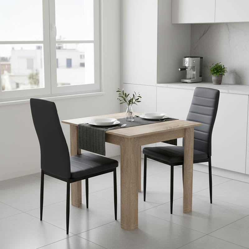 Τραπεζαρία Manka-Parker  σετ 3τεμ mdf σε μαύρη-sonoma απόχρωση 80x80x77εκ - Pakobazaar