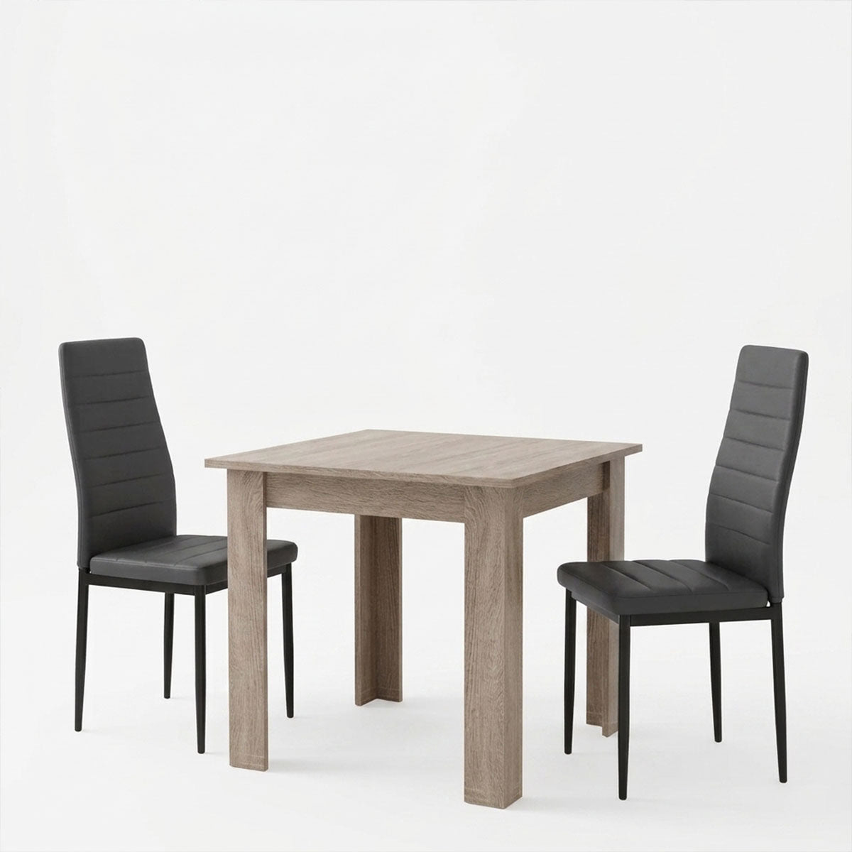 Τραπεζαρία Manka-Parker  σετ 3τεμ mdf σε μαύρη-sonoma truffle απόχρωση 80x80x77εκ