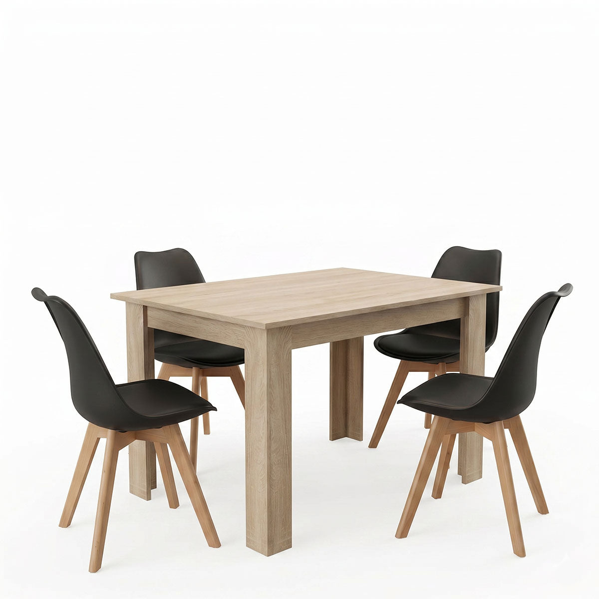 Τραπεζαρία Manka-Gaston  σετ 5τεμ σε sonoma-μαύρη απόχρωση 110x80x77εκ - Pakobazaar