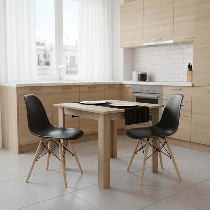 Τραπεζαρία Manka I-Julita  σετ 3τεμ σε sonoma-μαύρη απόχρωση 80x80x77εκ - Pakobazaar