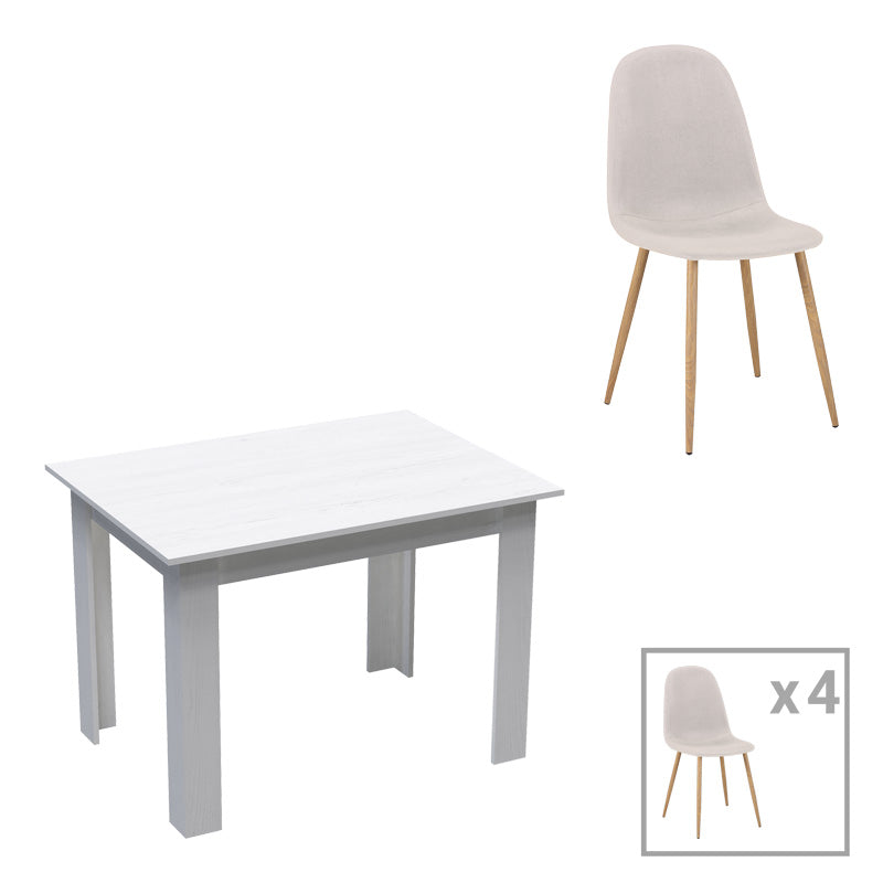 Τραπεζαρία Bella-Manka  σετ 5τεμ σε λευκή απόχρωση 110x80x77εκ - Pakobazaar