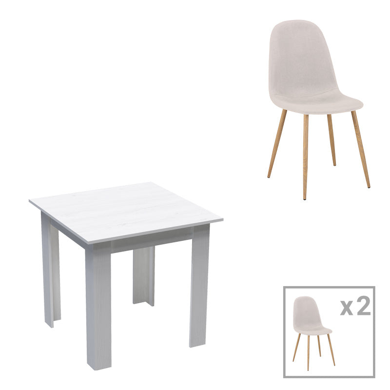 Τραπεζαρία Bella-Manka  σετ 3τεμ σε λευκή απόχρωση 80x80x77εκ - Pakobazaar