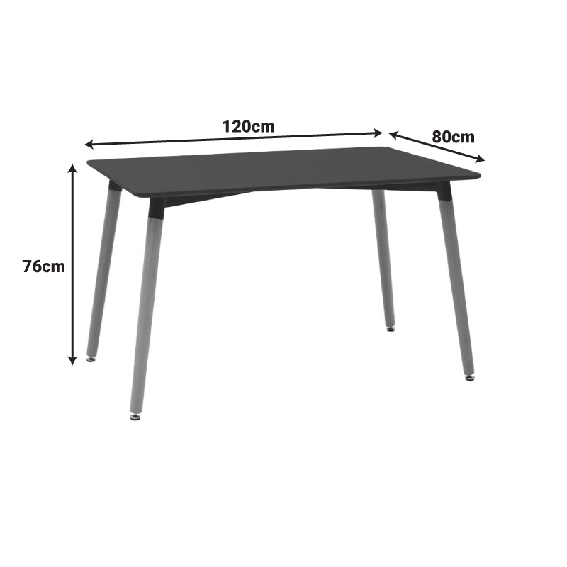 Τραπεζαρία Natali-Noor  σετ 5τεμ MDF λευκό-μπεζ-μαύρο 120x80x76εκ - Pakobazaar