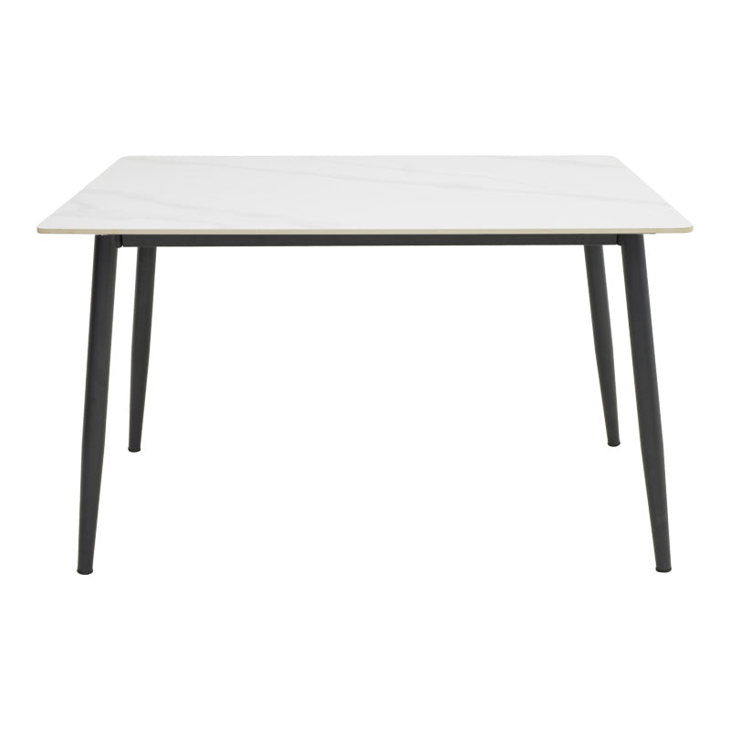 Τραπεζαρία Gustas-Giselle  σετ 5τμχ λευκό μαρμάρου-μπουκλέ μαύρο 120x80x76εκ