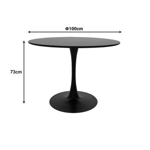 Τραπεζαρία Balou-Noor  σετ 5τεμ MDF μαύρο-μπεζ Φ100x73εκ - Pakobazaar