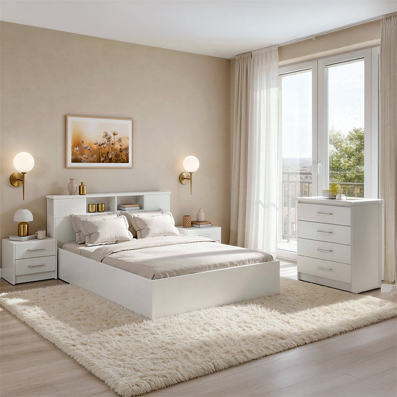 Σετ Κρεβατοκάμαρας Olympus White με Κρεβάτι 140x200εκ Σετ 4τεμ - Pakobazaar