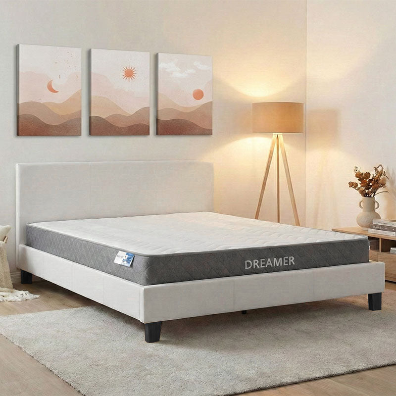 Κρεβάτι με στρώμα Nevil-Dreamer  pu λευκό 150x200εκ - Pakobazaar