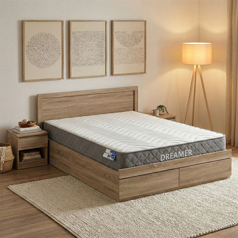 Κρεβάτι με συρτάρι και στρώμα Olympus-Dreamer  sonoma 150x200εκ - Pakobazaar