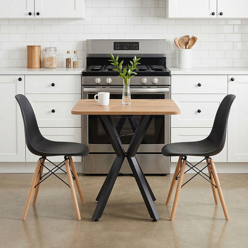 Τραπεζαρία με Καρέκλες Julita μαύρο και Τραπέζι Prestone oak 70x70x75εκ Σετ 3τεμ - Pakobazaar