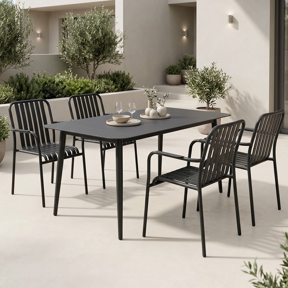 Τραπεζαρία Heven Vista  σετ 5τεμ μαύρο αλουμίνιο 120x70x72εκ