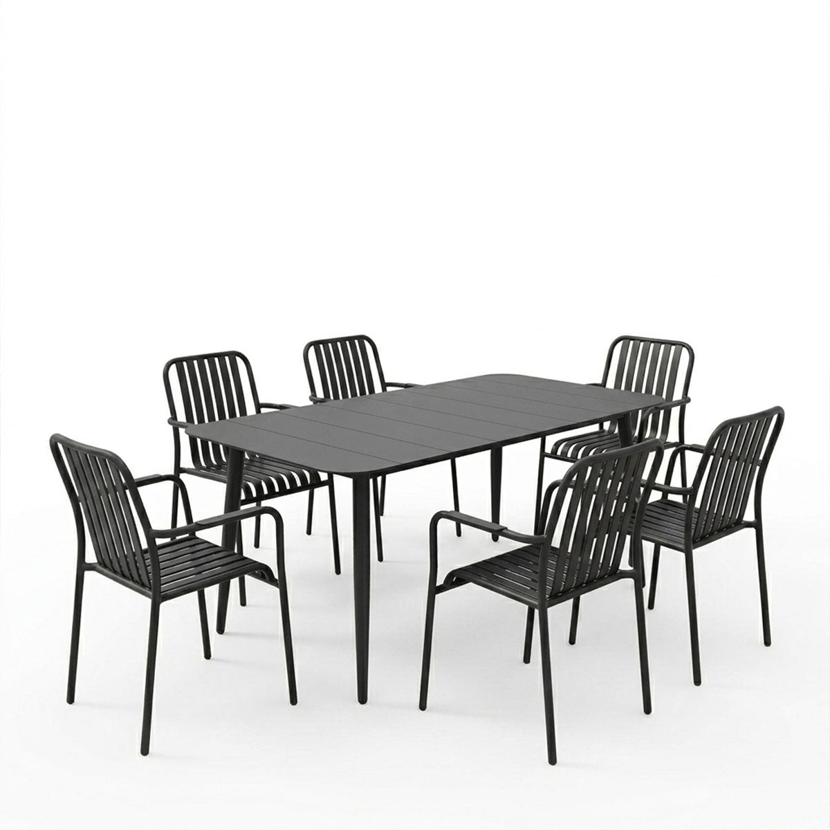 Τραπεζαρία Heven Vista  σετ 7τεμ μαύρο αλουμίνιο 150x80x72εκ