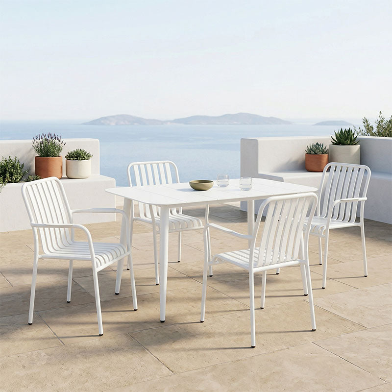 Τραπεζαρία Heven Vista  σετ 5τεμ λευκό αλουμίνιο 120x70x72εκ - Pakobazaar