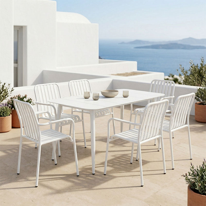 Τραπεζαρία Heven Vista  σετ 7τεμ λευκό αλουμίνιο 120x70x72εκ - Pakobazaar