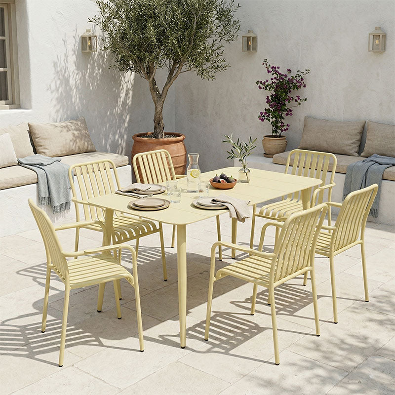 Τραπεζαρία Heven Vista  σετ 7τεμ σαμπανί αλουμίνιο 120x70x72εκ - Pakobazaar