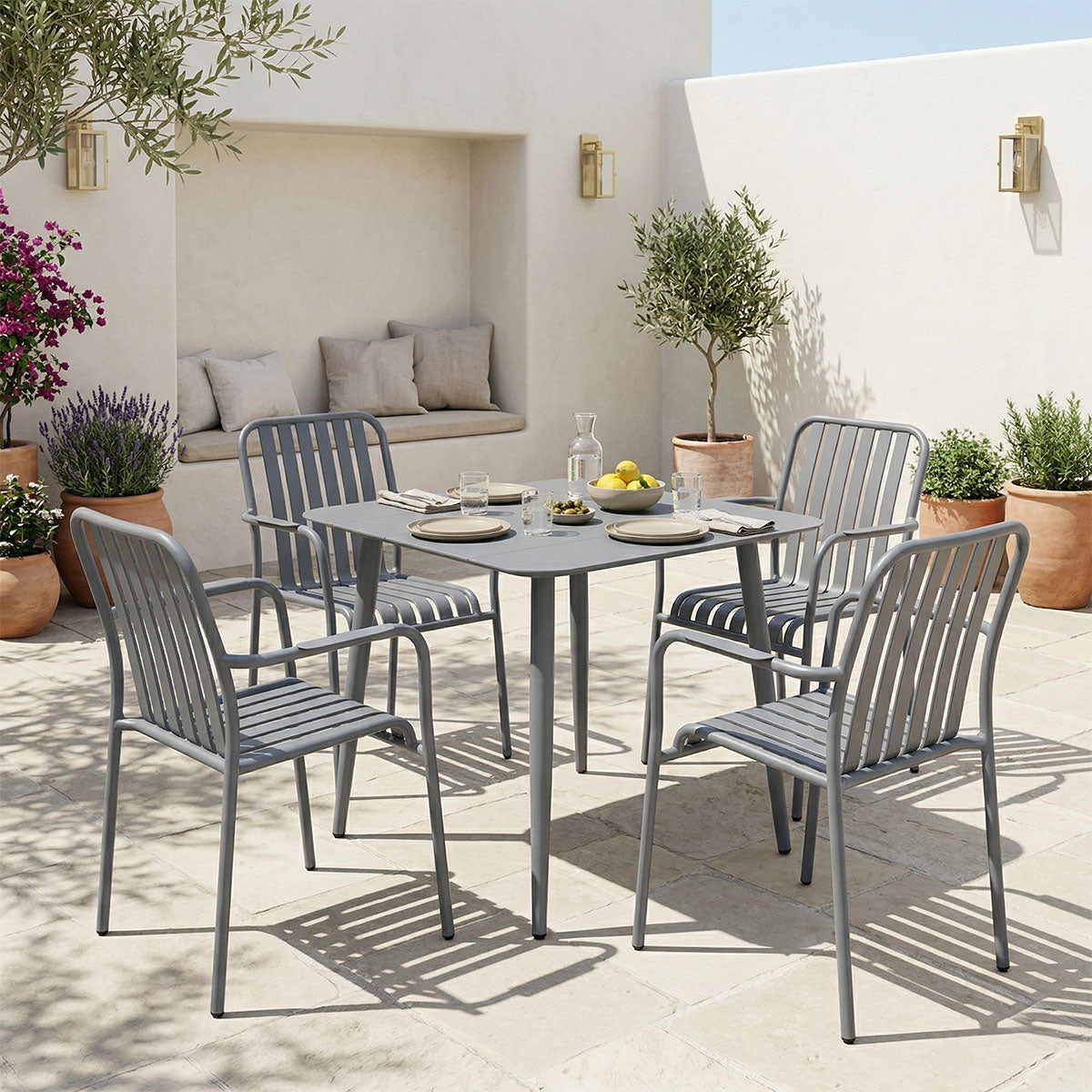 Τραπεζαρία Heven Vista  σετ 5τεμ ανθρακί αλουμίνιο 80x80x72εκ - Pakobazaar