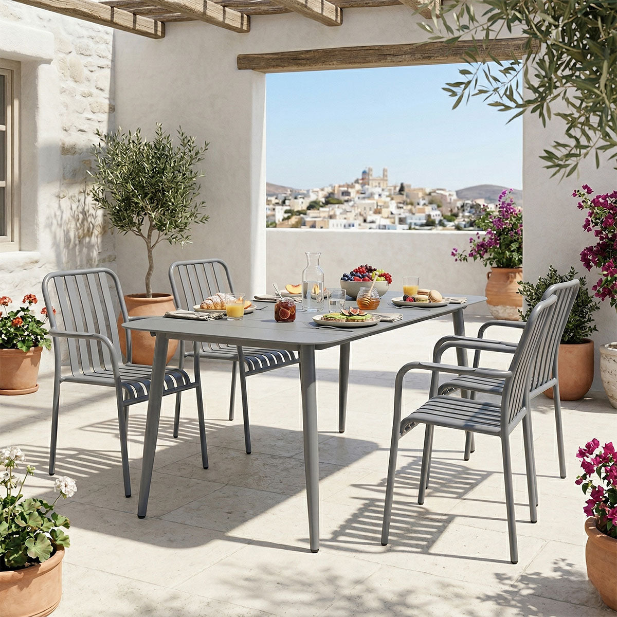 Τραπεζαρία Heven Vista  σετ 5τεμ ανθρακί αλουμίνιο 150x80x72εκ - Pakobazaar