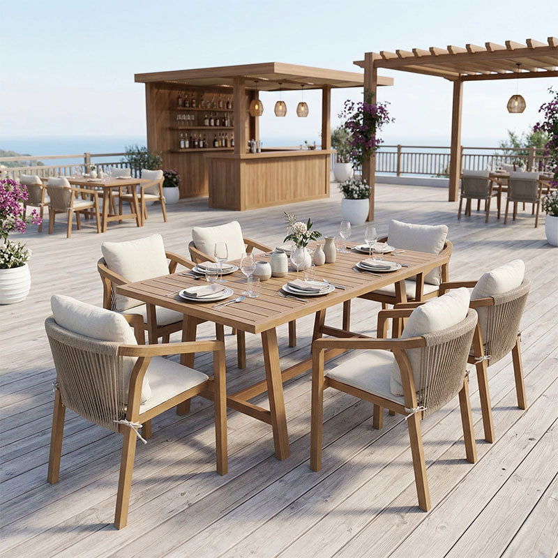 Τραπεζαρία Malibu  Σετ 7τεμ μασίφ ξύλο ακακίας 160x90x75εκ - Pakobazaar