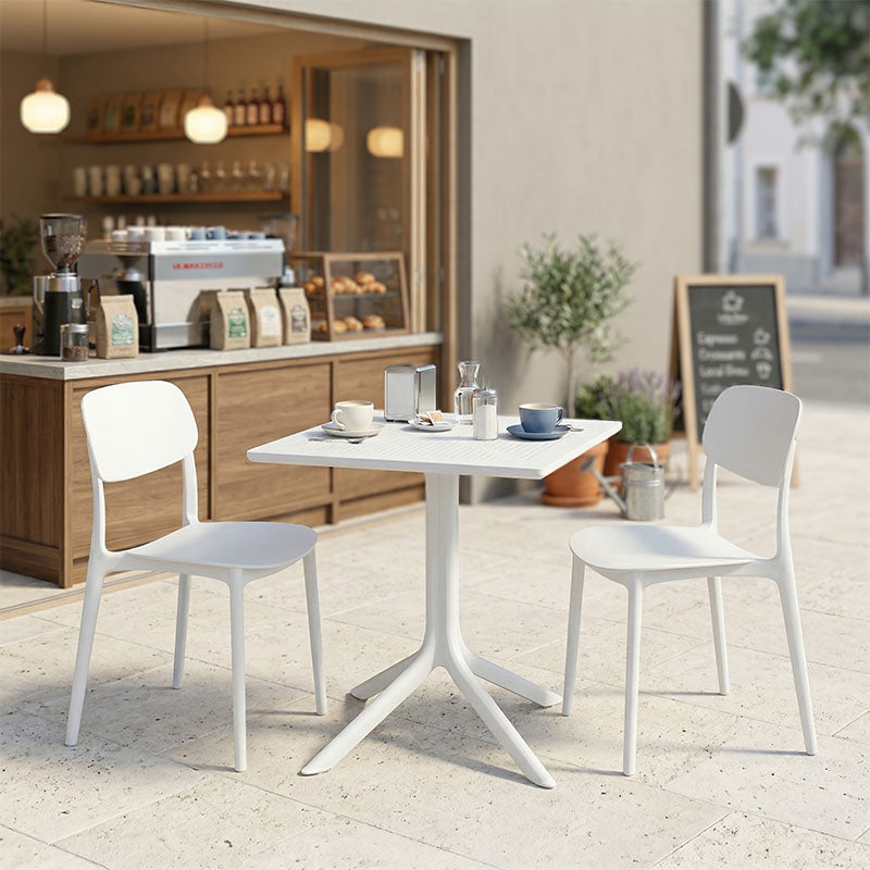 Τραπεζαρία Groovy Berdian  σετ 3τεμ λευκό PP 60x60x76εκ - Pakobazaar