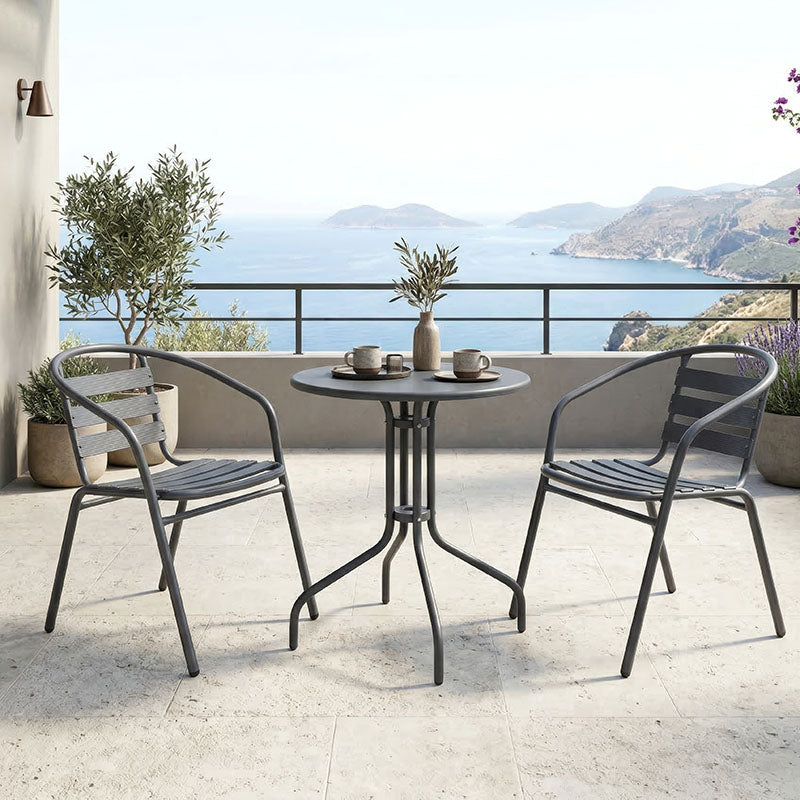 Τραπεζαρία Vergo Tade  σετ 3τεμ ανθρακί μέταλλο Φ60x70εκ - Pakobazaar