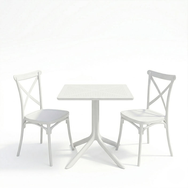 Τραπεζαρία Groovy Crossie  σετ 3τεμ λευκό PP 60x60x76εκ - Pakobazaar