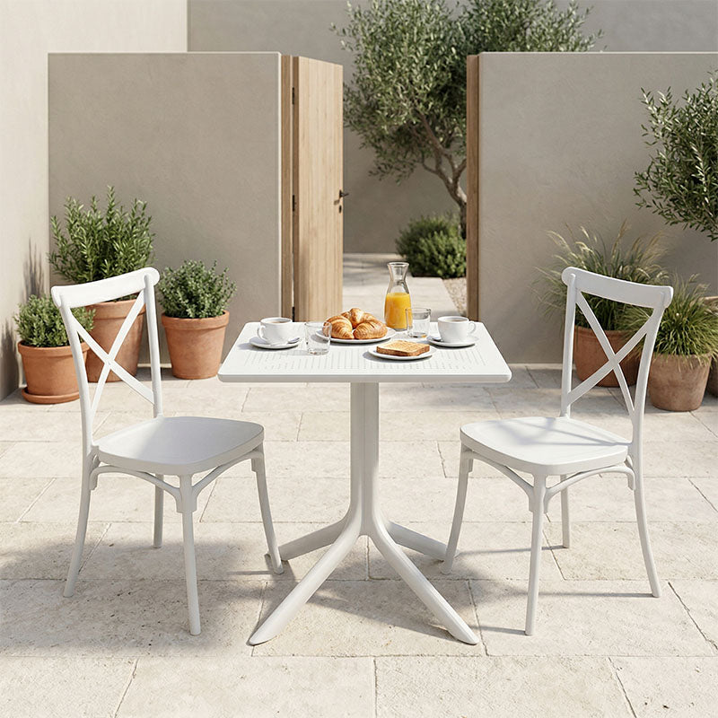 Τραπεζαρία Groovy Crossie  σετ 3τεμ λευκό PP 60x60x76εκ - Pakobazaar