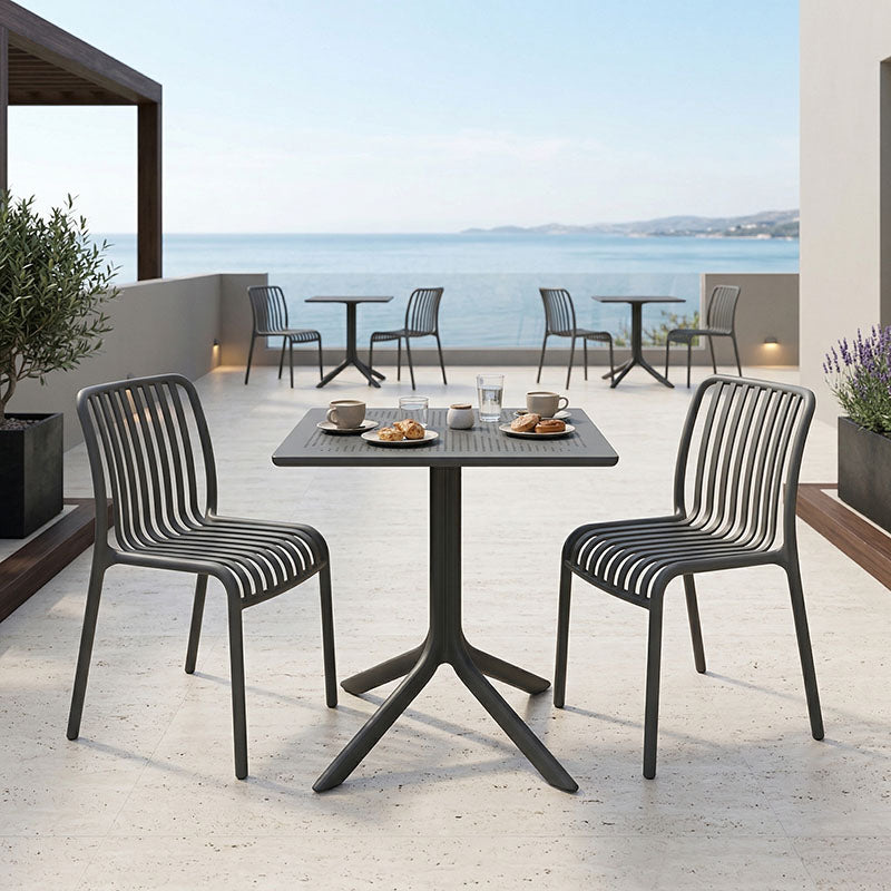 Τραπεζαρία Groovy Zoi  σετ 3τεμ ανθρακί PP 60x60x76εκ - Pakobazaar