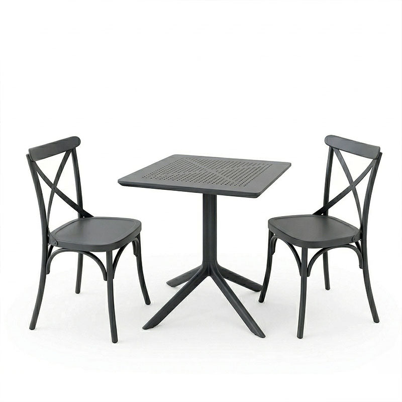 Τραπεζαρία Groovy Crossie  σετ 3τεμ ανθρακί PP 60x60x76εκ - Pakobazaar