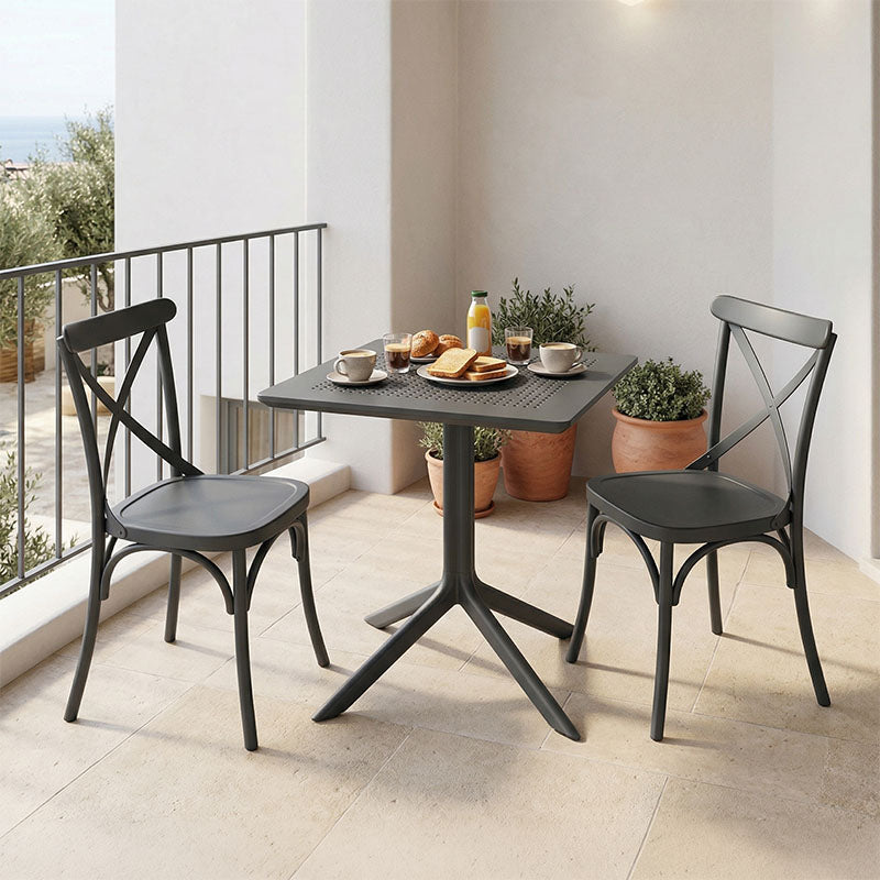Τραπεζαρία Groovy Crossie  σετ 3τεμ ανθρακί PP 60x60x76εκ - Pakobazaar