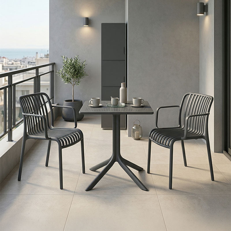 Τραπεζαρία Groovy Zoi  σετ 3τεμ ανθρακί PP 60x60x76εκ - Pakobazaar