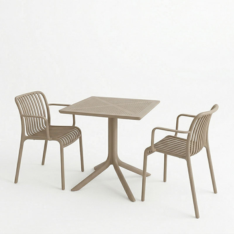 Τραπεζαρία Groovy Zoi  σετ 3τεμ cappuccino PP 60x60x76εκ - Pakobazaar