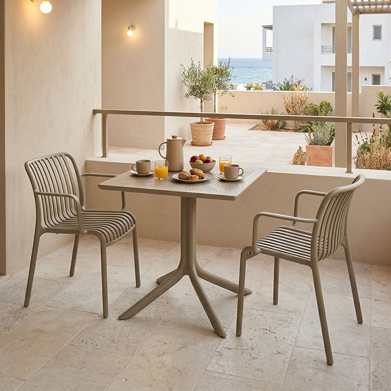 Τραπεζαρία Groovy Zoi  σετ 3τεμ cappuccino PP 60x60x76εκ - Pakobazaar