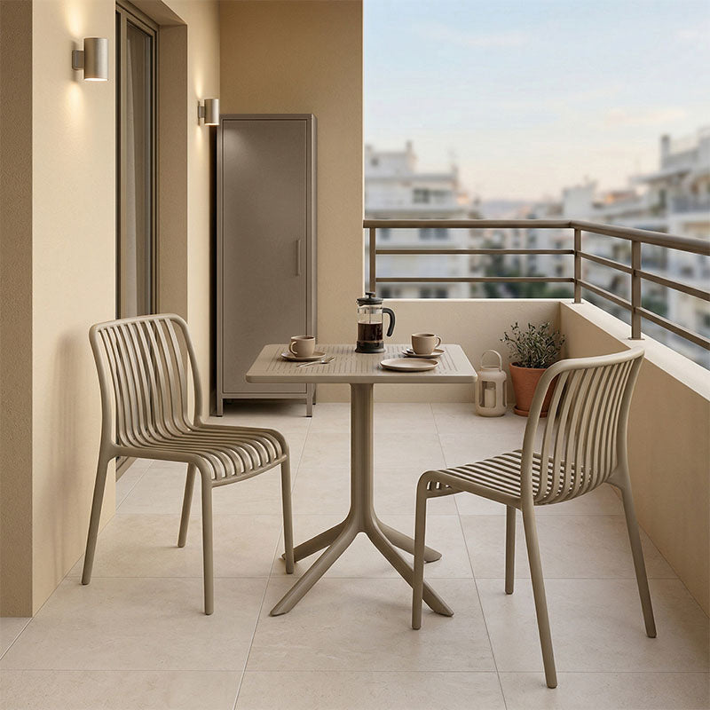Τραπεζαρία Groovy Zoi  σετ 3τεμ cappuccino PP 60x60x76εκ - Pakobazaar