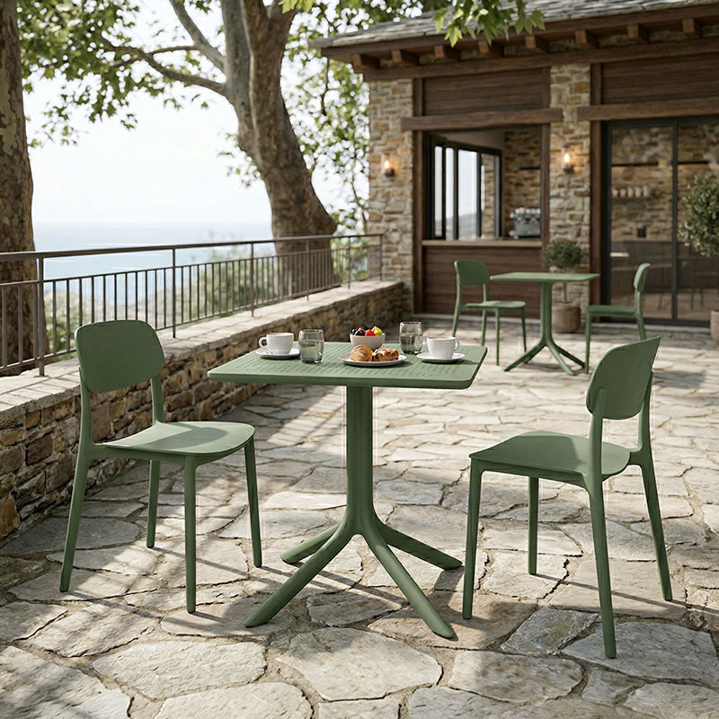 Τραπεζαρία Groovy Berdian  σετ 3τεμ σκούρο πράσινο PP 60x60x76εκ - Pakobazaar
