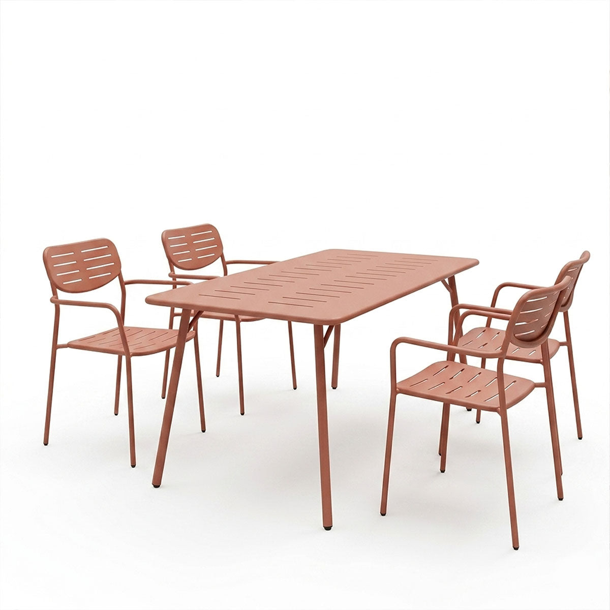 Τραπεζαρία Moraja Deraby  σετ 5τεμ terracotta μέταλλο 140x80x72εκ - Pakobazaar