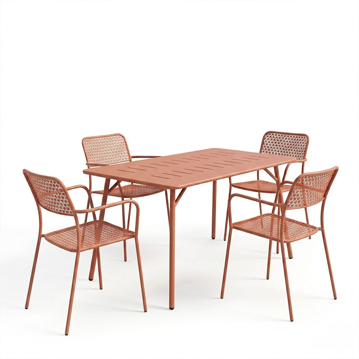 Τραπεζαρία Moraja Federal  σετ 5τεμ terracotta μέταλλο 140x80x72εκ - Pakobazaar