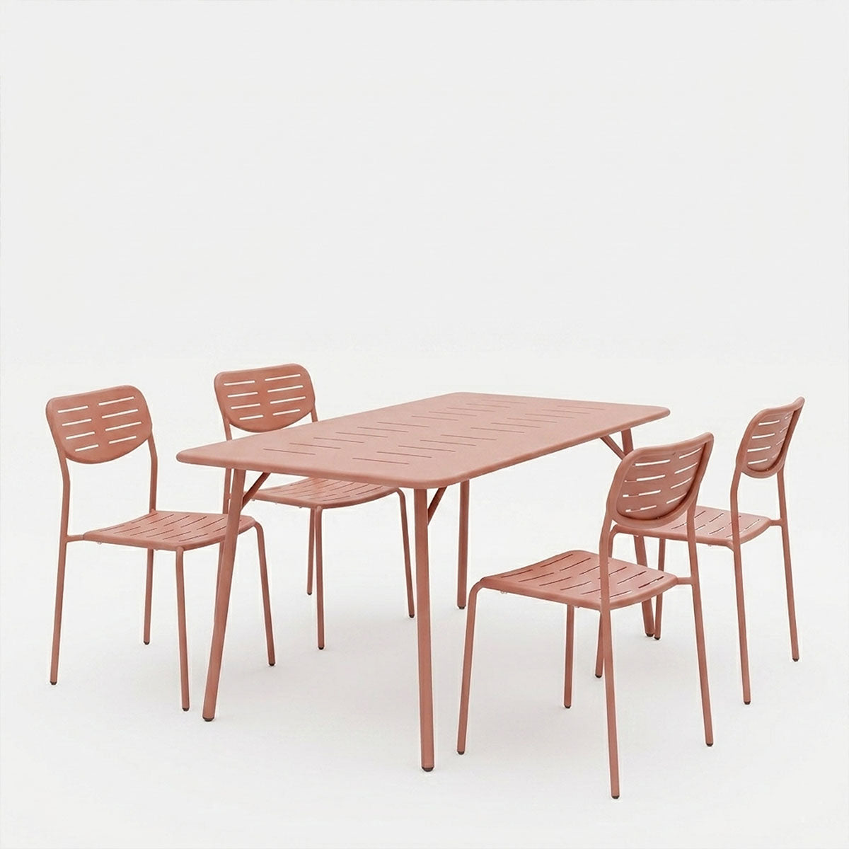 Τραπεζαρία Moraja Deraby Ι  σετ 5τεμ terracotta μέταλλο 140x80x72εκ - Pakobazaar